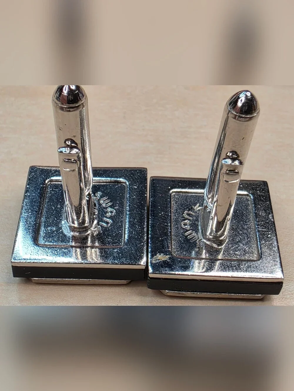 VTG Swank Monogram Initial Cufflinks S L Silver Tone Square Mid Century